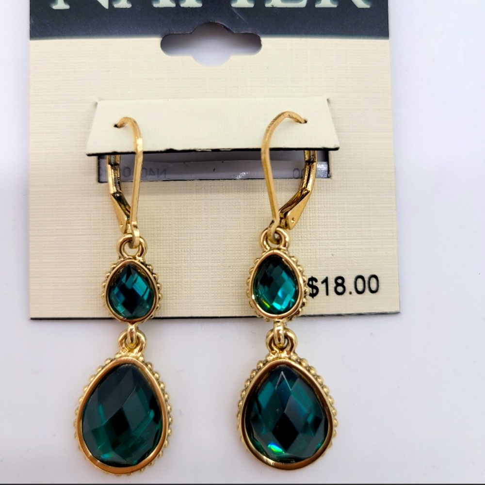 Napier- Green Stone Earrings